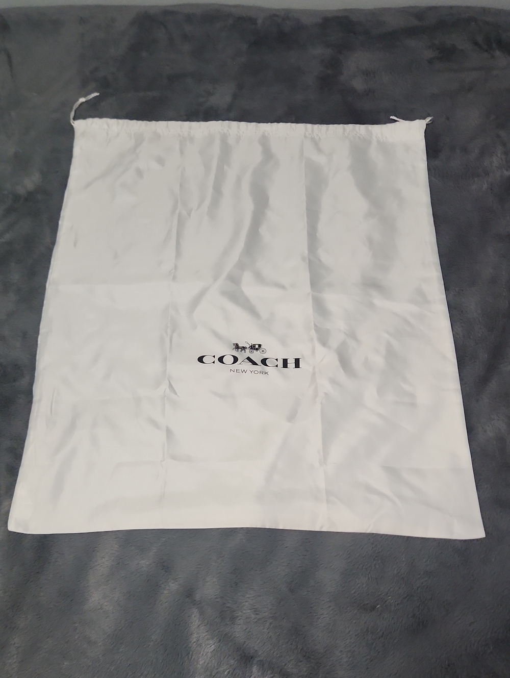 Coach White Logo Drawstring Dust Bag